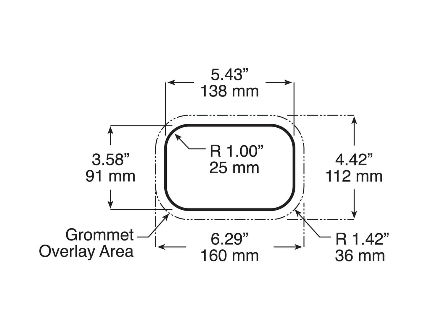 GROM RECT PVC RUB FLUSH MNT 6.29"x4.42"