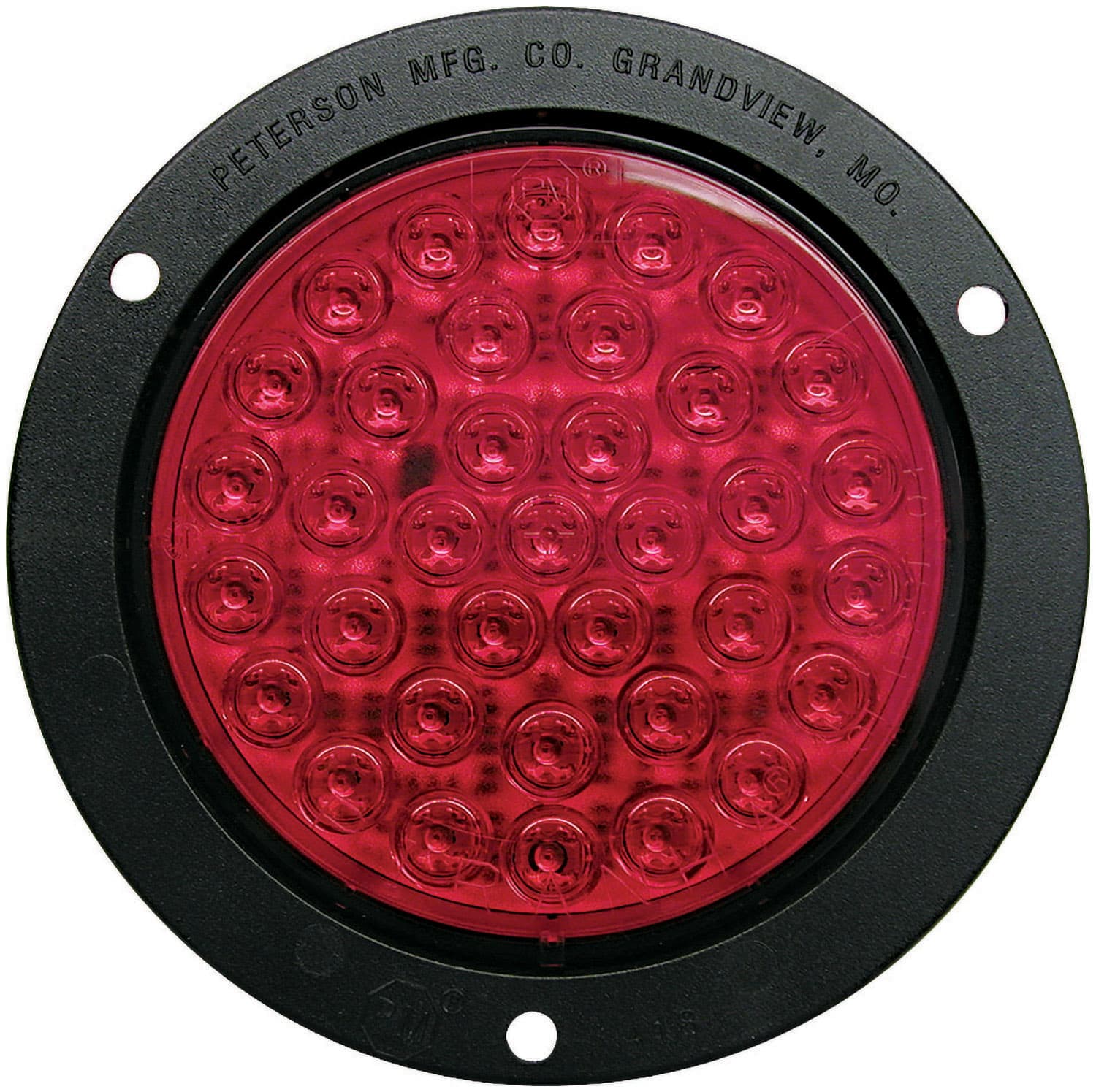 Piranha ® DEL 4" Rond Arrêt/Clignotant/Arrière Feu; Rouge avec Bride & Adaptateur Fiche, B