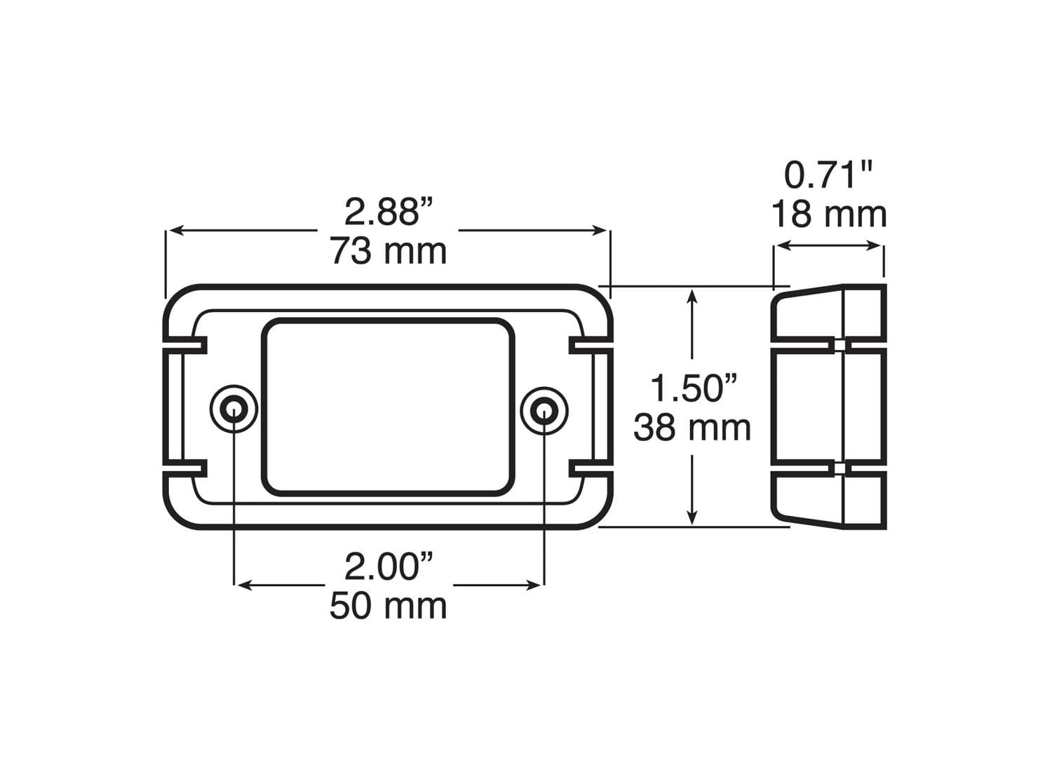 LED M/C P2 RECT KIT 2.50"X1.21"