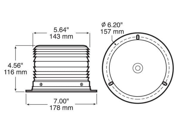 LED STRB LGT BCN LOW PRFL FLNG MNT 7"X4.56" MV