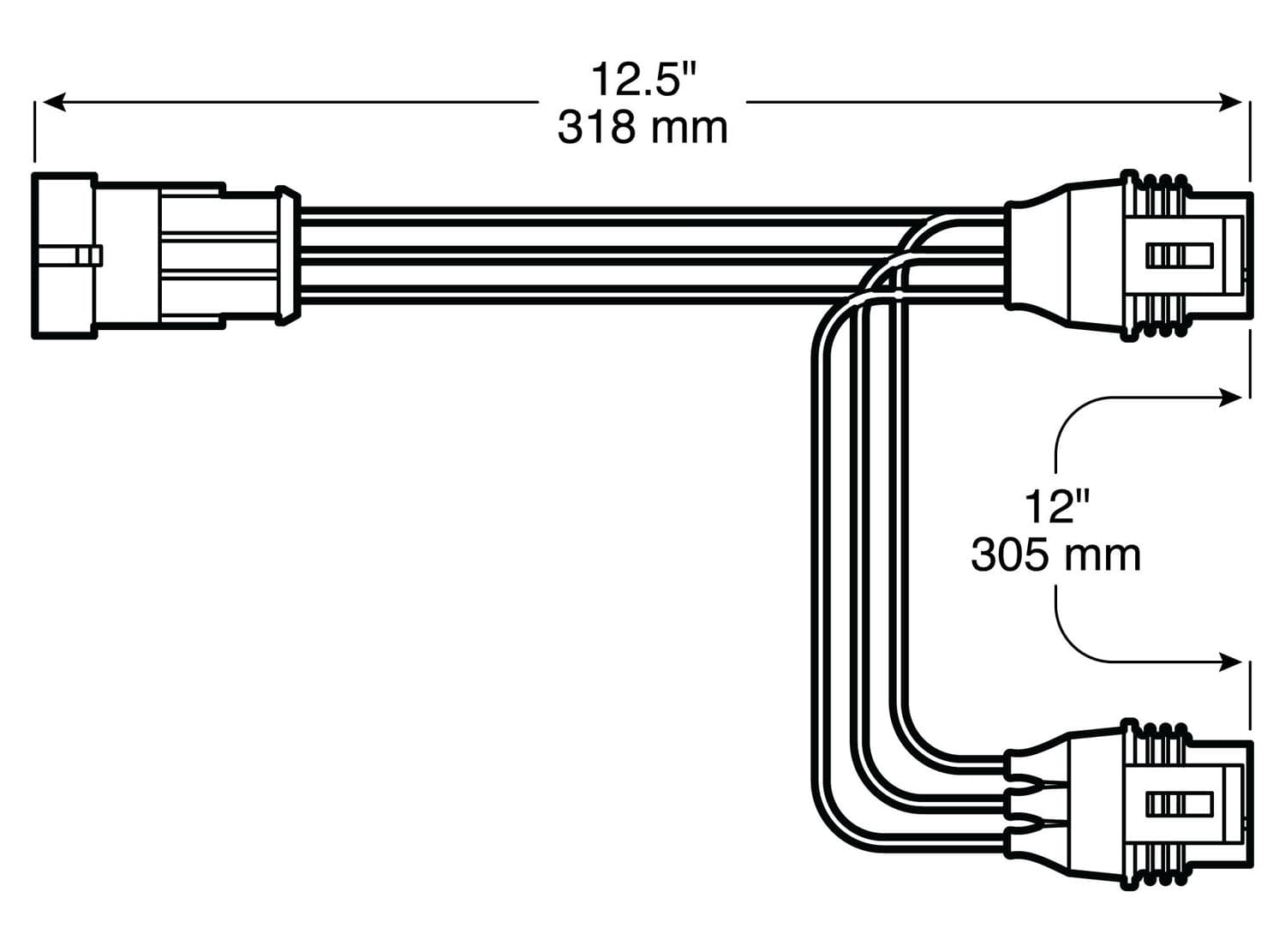 PLUG, Y-ADPT AMP TO 2 MOLDED AMP PLUGS