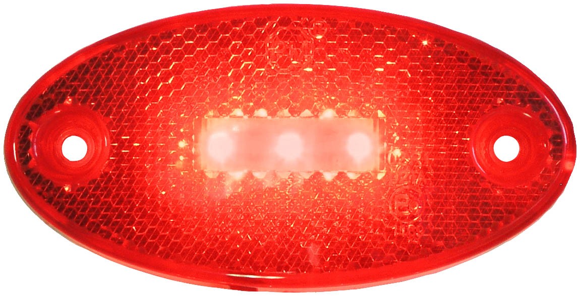 LED ECE Oval Side Marker/Outline Light W/Reflex; Red Rear Outline ...